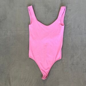 Intimately Free People Pink Sleeveless Bodysuit XS/S Womens Scoop Neck Low‎ Back